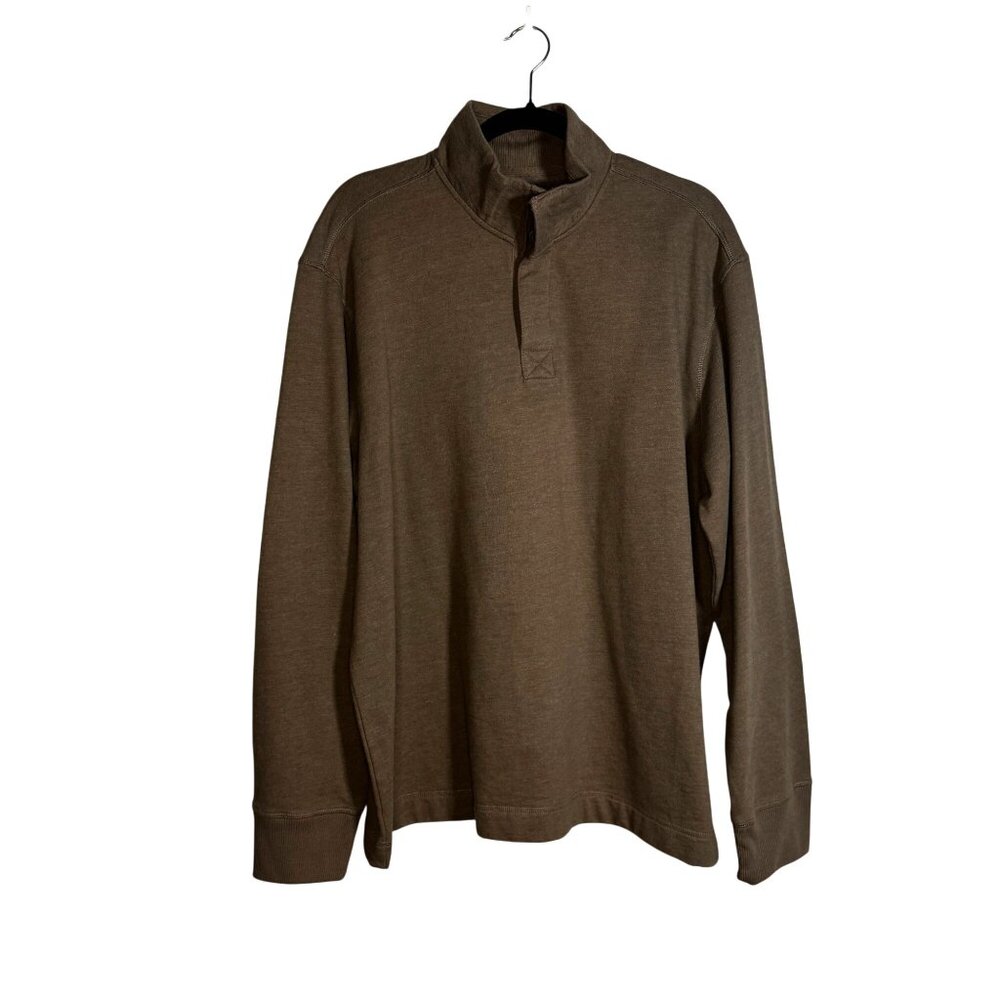 Merona Brown Buttoned Mock Turtleneck Pullover Long Sleeve Shirt SZ Extra Large